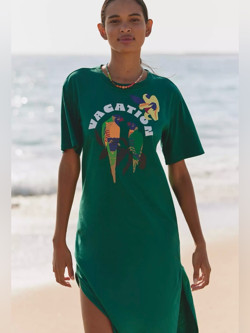 Celandine x Claire Colin Anthopologie t-shirt midi dress "Vacation” Small